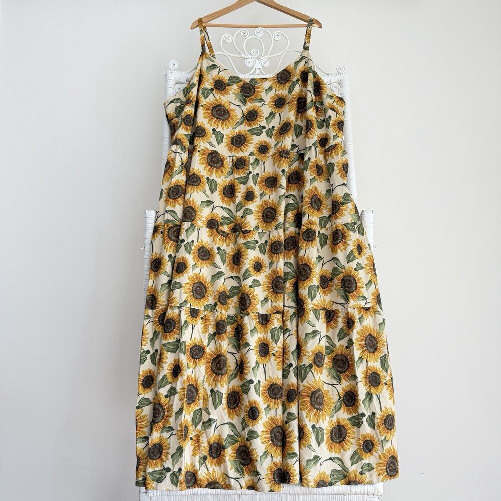 Lucy & Yak Mable Dress US 26 Floral Sunflower Print Hippie Farmer Granola Boho